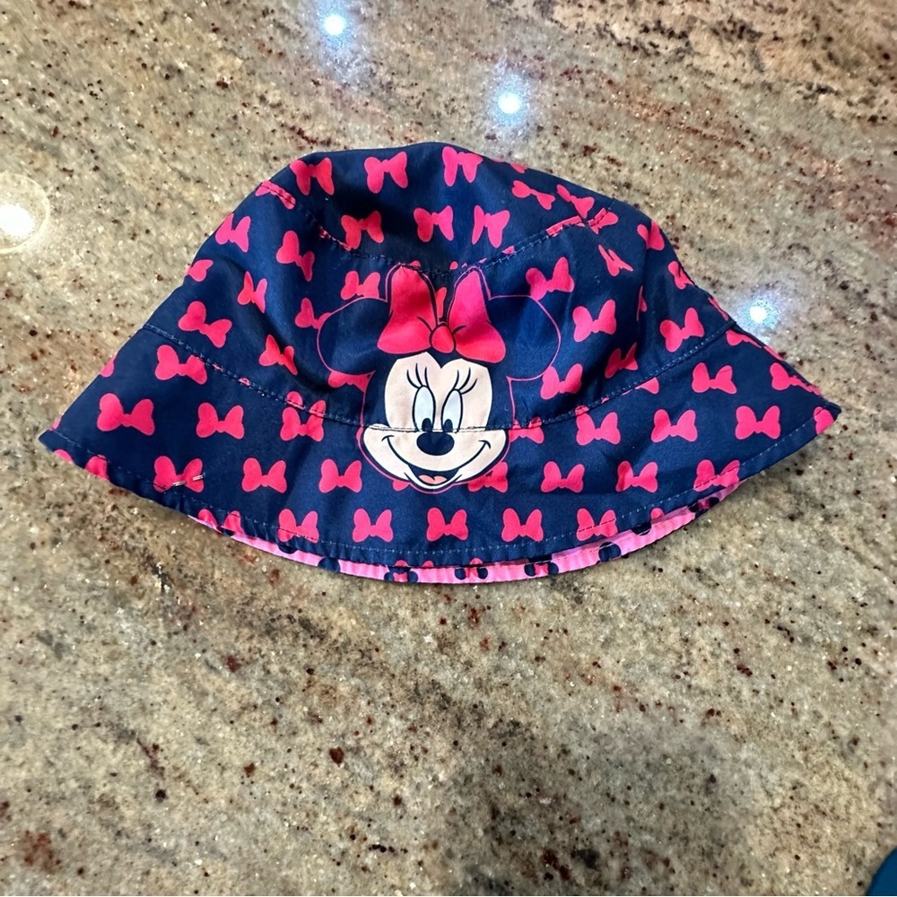Pink Kids' Bucket Hat with Navy Character Silhouettes Reversible